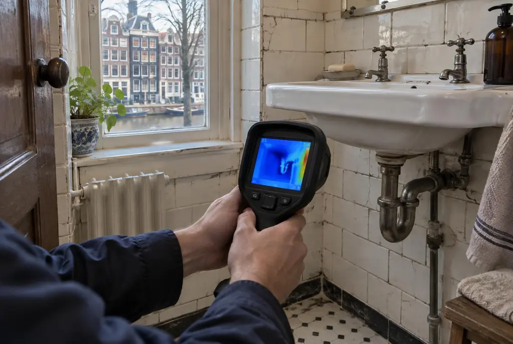 Lekdetectie Olst – badkamer met oude leidingen achter de tegels