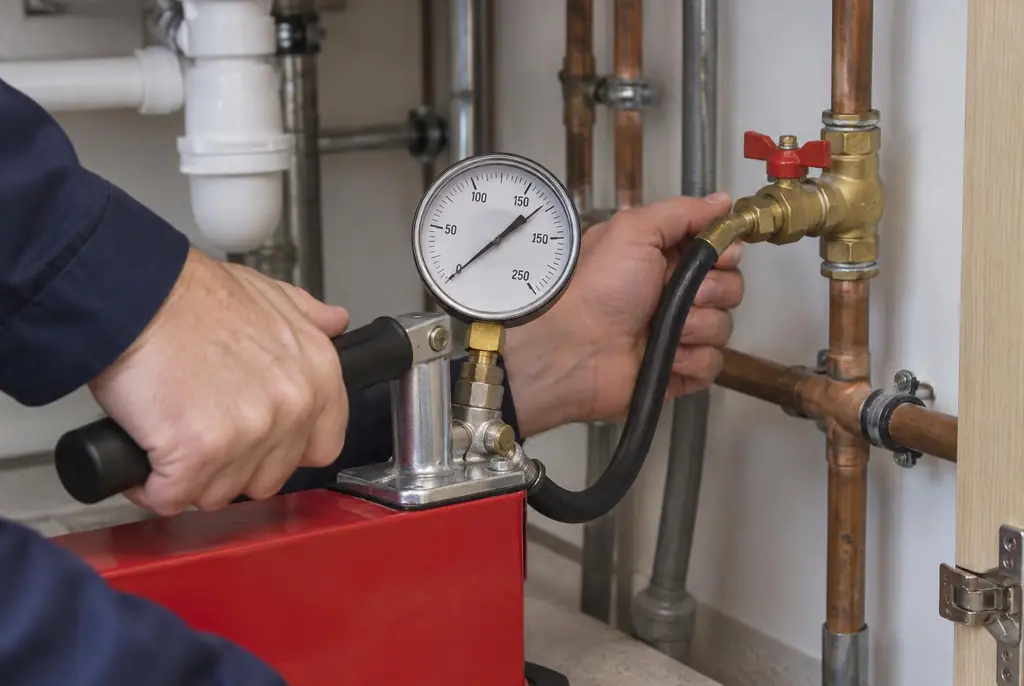 Lekdetectie Olst – druktest op een waterleiding met een manometer