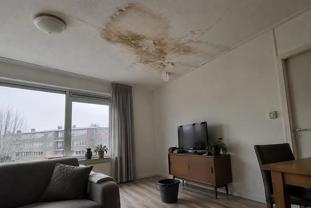 Lekdetectie Olst – vochtplek op het plafond onder een badkamer